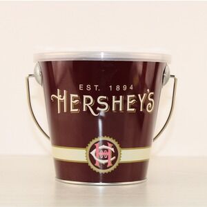 Hersheys Chocolate World Tin Bucket EST 1894 Handle Lid